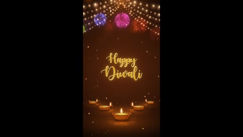 Happy Diwali Greetings With Lights And Fireworks