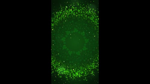 Shimmering Green Shamrock Particles Vertical Frame Animation