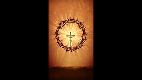 Radiant Christian Cross and Crown of Thorns for Easter