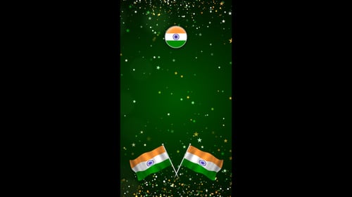 Vertical Indian Flag Animated Background with Sparkling Glitter
