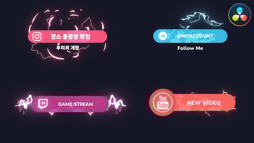 Electro Social Media Lower Thirds for DaVinci Resolve