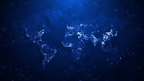 Digital World Map with Glowing Connection Points Background