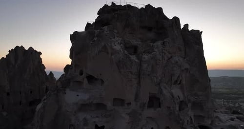 Aerial Cinematic Drone View of Colorful Hot Air Balloon Flying Over Cappadocia