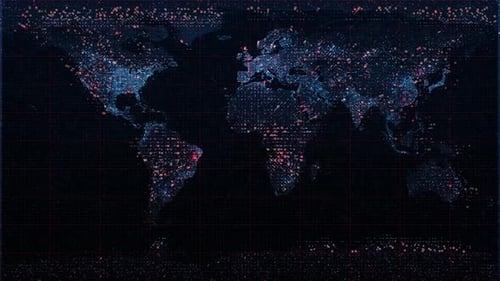 Futuristic Digital World Map Global Network Animation