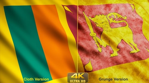 Waving Sri Lanka Flag Animation: Clean and Grunge Styles