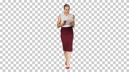 Young professional business woman using, Alpha Channel