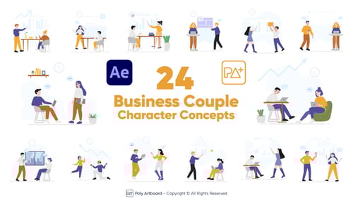 Animated Business Characters Flat Design Concepts
