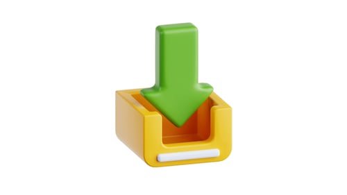 Animated 3D Green Arrow Download Box Icon