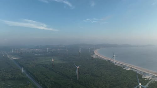 Wind Turbines in mountain during sunset