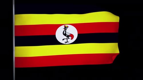 Realistic Waving Flag of Uganda