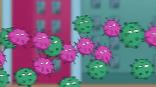 Cartoon Virus Particles Spreading Motion Background