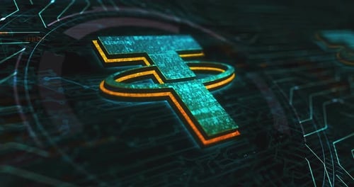 Tether USDT Symbol Reveal in Digital Futuristic Style