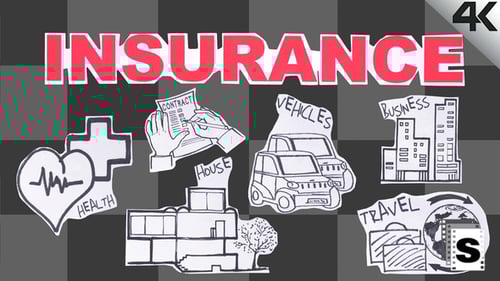 Hand-Drawn Insurance Icons Paper Crumple Reveal