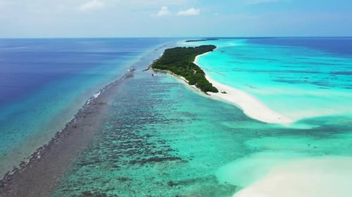 Aerial drone shot abstract of perfect shore beach holiday by blue ocean with white sand background o