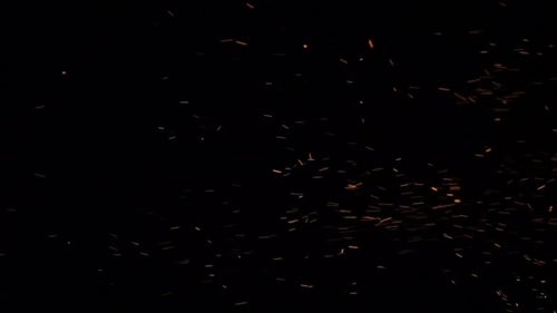 Fiery Embers and Particles Dancing on Black Background