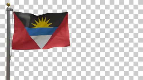 Realistic Antigua and Barbuda Flag Waving Loop with Alpha Channel