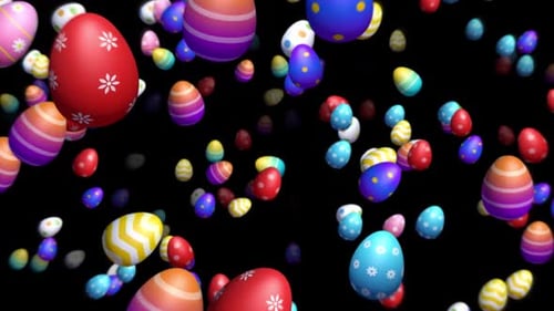 Vibrant Decorative Easter Eggs Falling Background Animation