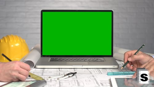 Architects At Meeting Using Green Screen