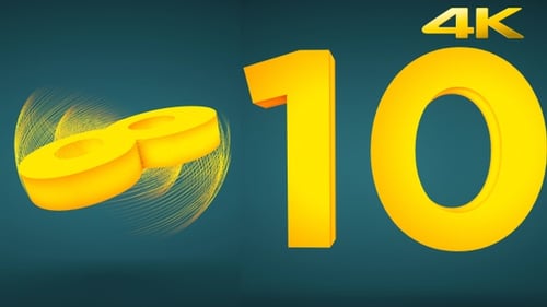 Modern Animated 3D Countdown from Nine to Zero