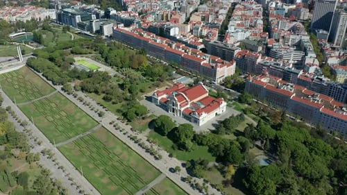 Luftbild. Lissabon, Portugal, Praça Marques De Pombal