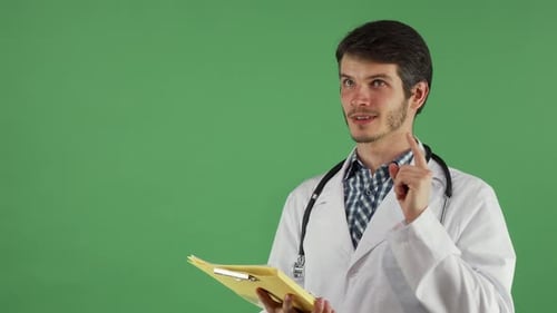 Doctor Holding Clipboard Having an Idea