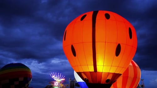 hot air balloon at a night