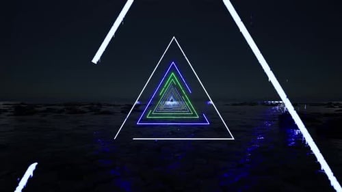 Seamless Loop of Futuristic Neon Triangle Tunnel