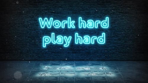 Animated Neon Quote Work Hard Play Hard