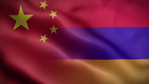Waving Flags of China and Armenia Overlay Animation