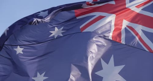 Australian Flag Waving in the Wind