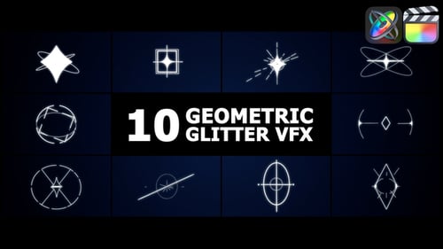 Animated Geometric Glitters and Cartoon VFX Elements Pack