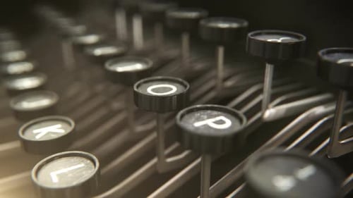 The vintage typewriter. Machine was used to create documents letters and books.