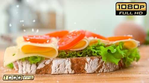 Delicious open sandwich with vegetables and cheese