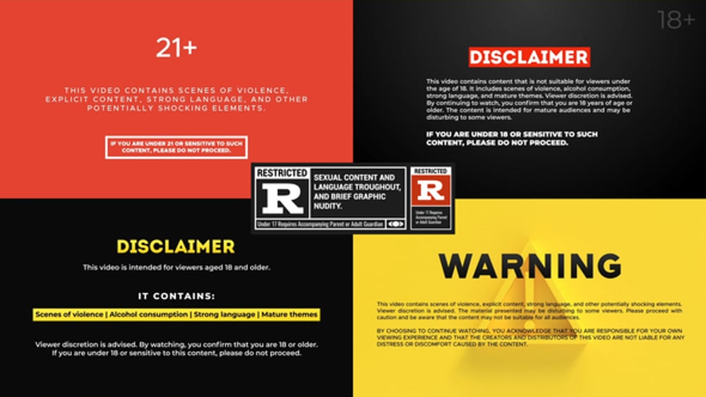 Modern Animated Disclaimer and Warning Text Overlays for Videos ...