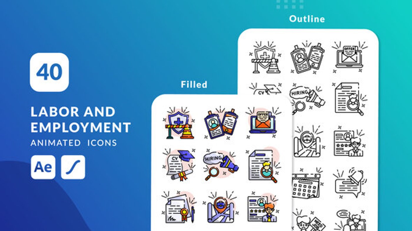 Labor and Employment Animated Icons | After Effects, Elements ft. aep ...
