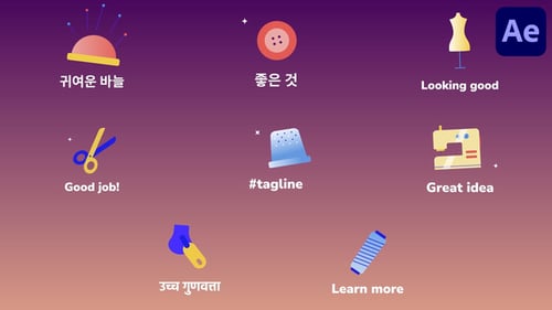 Sewing Studio Icons And Titles for After Effects