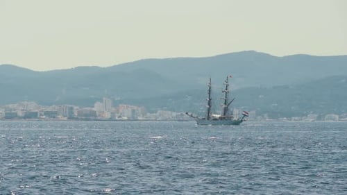 View of Yacht Near Ibiza Island