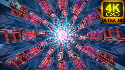 Vibrant Geometric Kaleidoscope Tunnel Seamless Loop Background