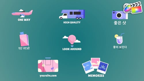 Animated Travel Icons and Motion Graphics Titles