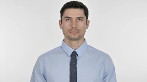 Handsome Man in Shirt and Tie Stares