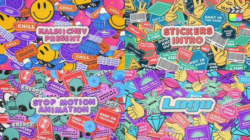 Retro Pop Art Sticker Bomb Logo Reveal Animation