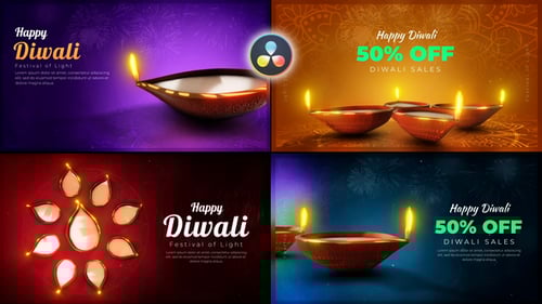 Vibrant Diwali Festival Greetings with Animated Diyas and Fireworks