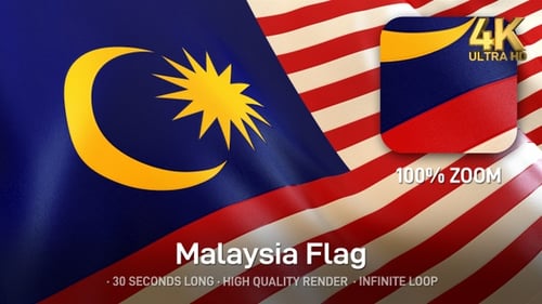Malaysian Flag Waving Seamless Loop Animation