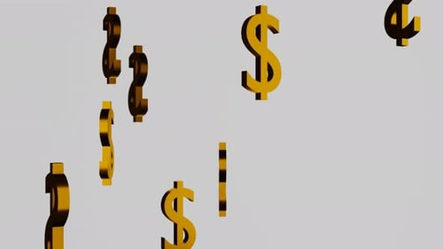 Golden Dollar currency signs falling down