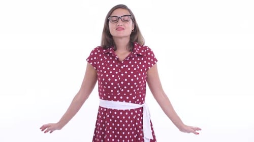 Young Woman Smiling and Taking a Deep Breath