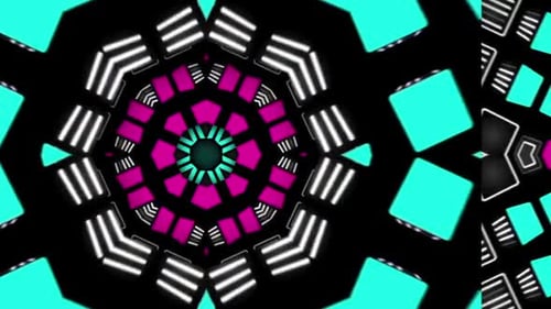 Neon Geometric Hypnotic Kaleidoscope Tunnel Loop Background