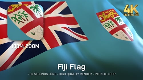 Fiji Flag Waving in the Wind