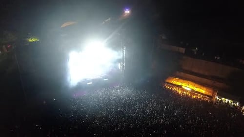 Party Arena And Crowd Night Aerial View 2