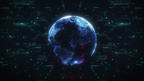 Futuristic Digital Earth Network Connection Background Loop