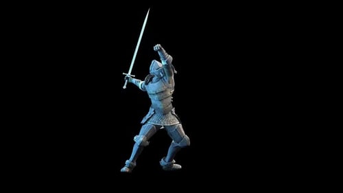 Animated 3D Knight Performing Dynamic Sword Combat